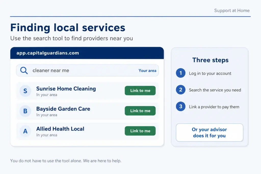 Using the Capital Guardians provider search tool on a laptop