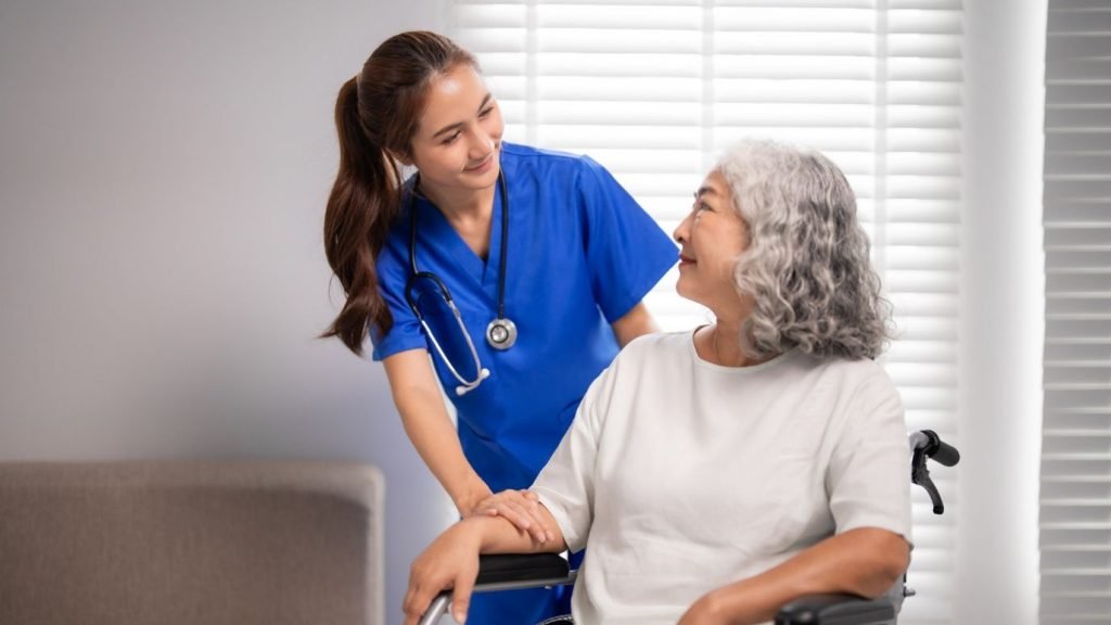 A nurse supporting a client at home